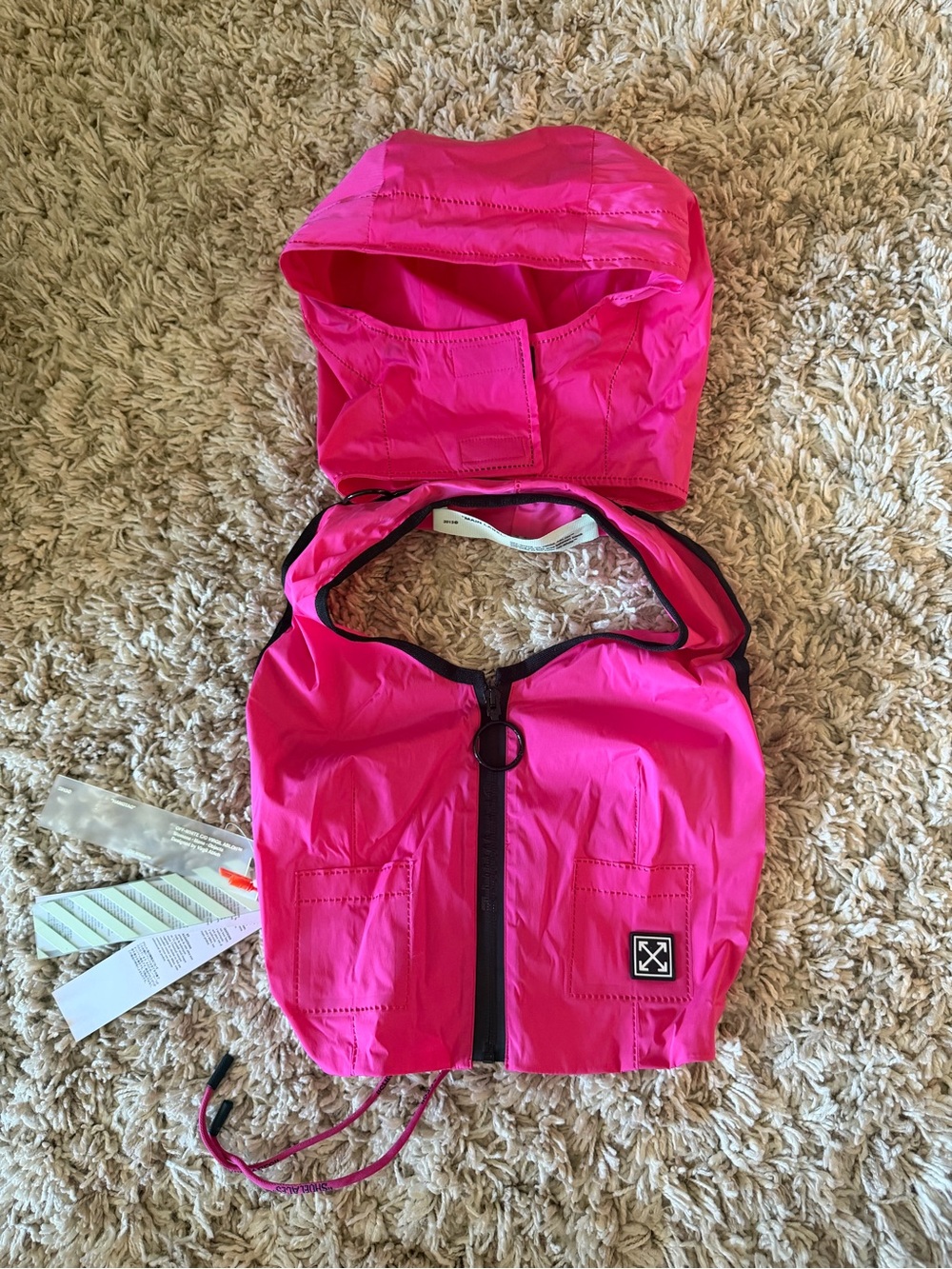 Off-White Hot Pink Hooded Rain Vest